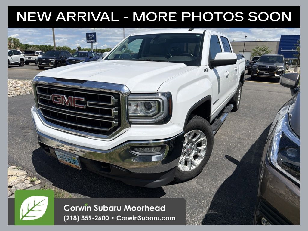 White 2018 GMC Sierra 1500 SLE Crew Cab 4WD Pickup Truck Four-Wheel Drive 6-Speed Automatic Overdrive