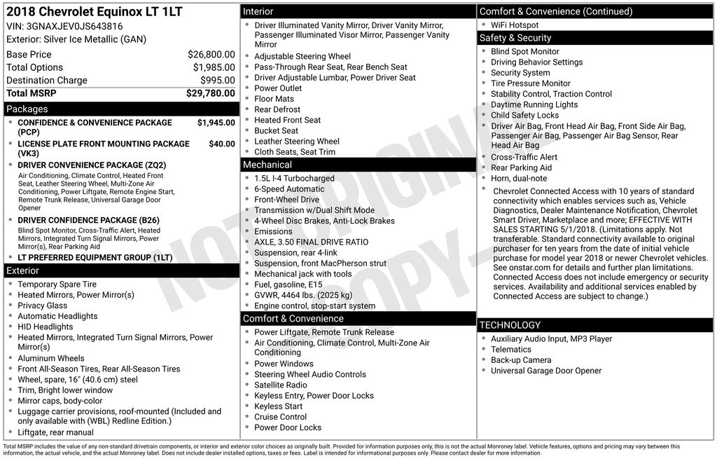 Used Car 2018 Chevrolet Equinox  Lt For Sale Under $20,000 In Austin, Texas