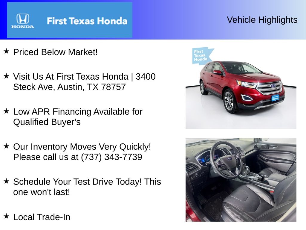 Used Car 2016 Ford Edge  Titanium For Sale Under $15,000 In Austin, Texas