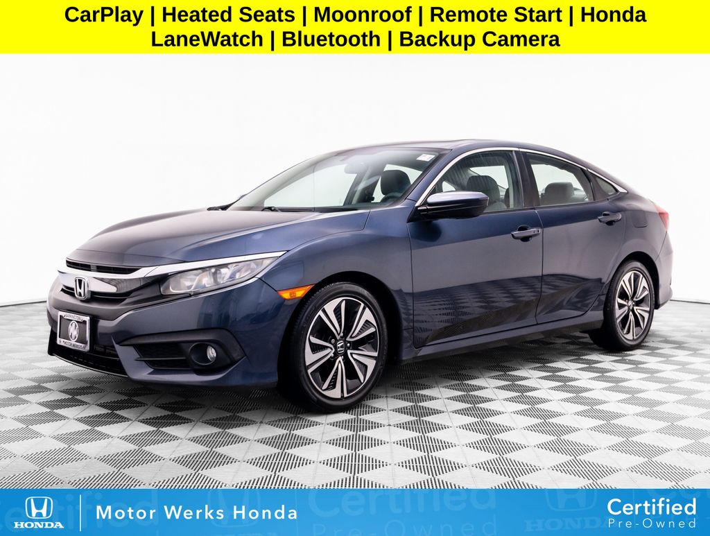 Cosmic Blue Metallic 2017 Honda Civic Sedan Front-Wheel Drive Continuously Variable Transmission