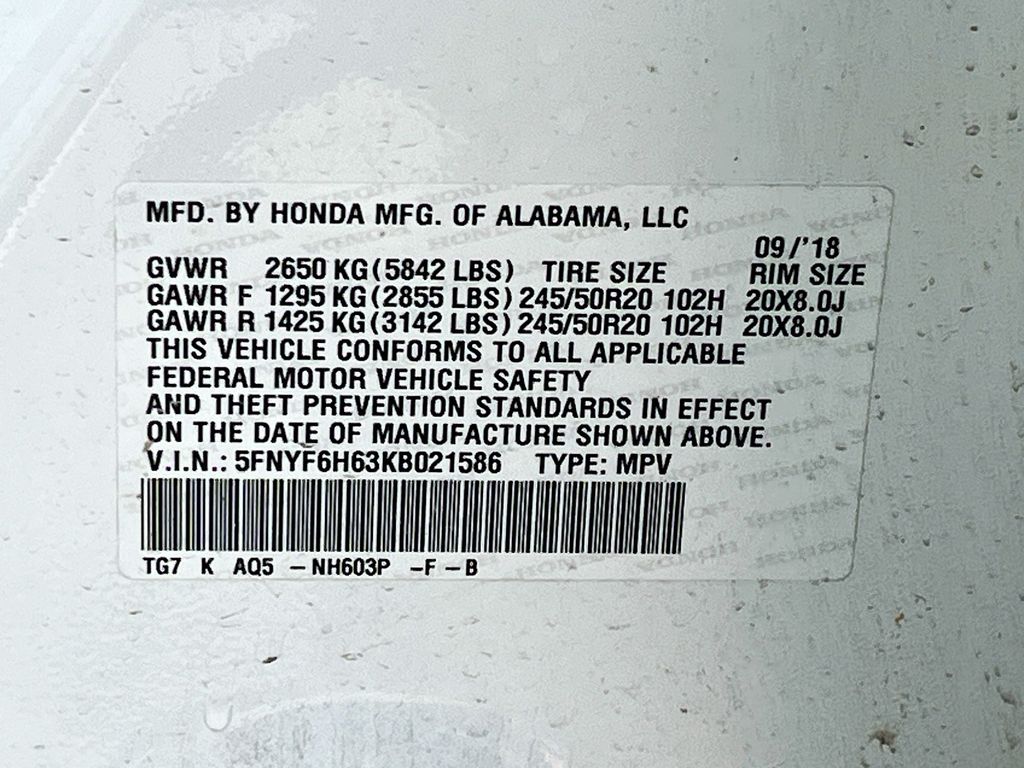 Used 2019 White Honda Touring image 35
