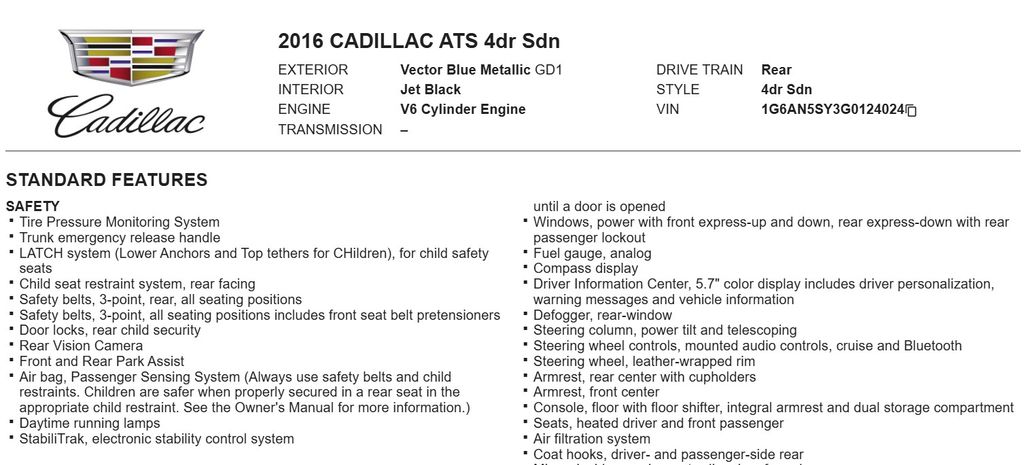 2016 Cadillac ATS-V Base 29