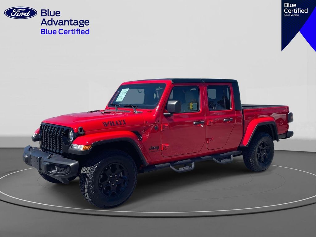 Firecracker Red Clearcoat 2023 Jeep Gladiator Willys Crew Cab 4WD Pickup Truck Four-Wheel Drive 8-Speed Automatic