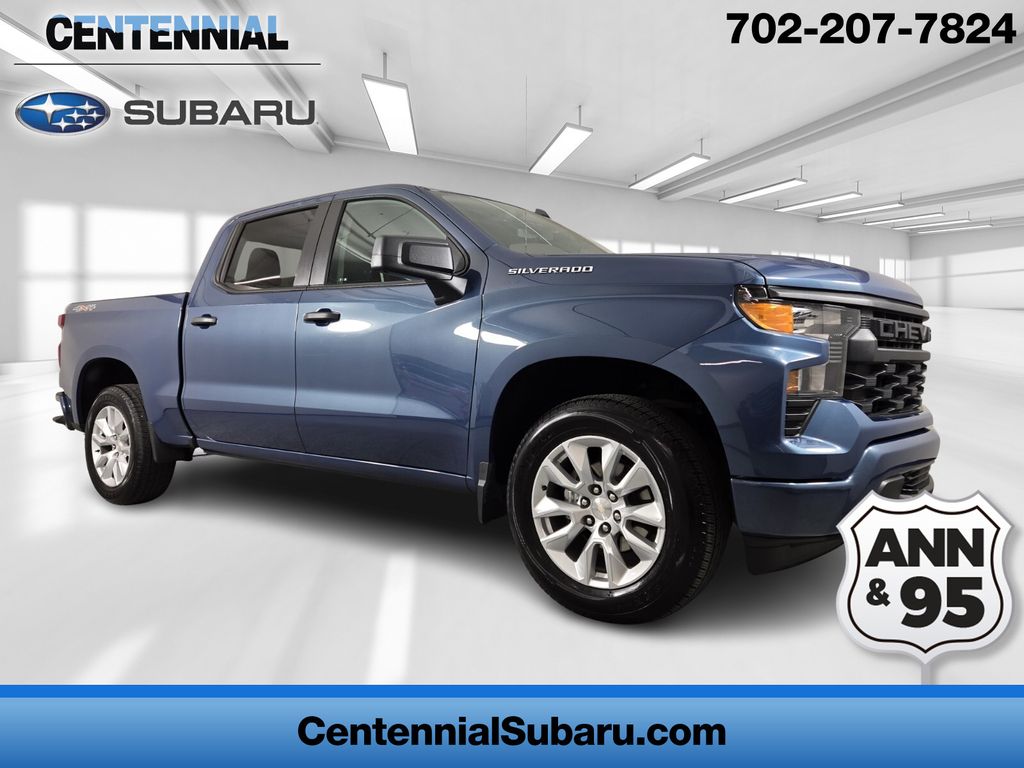 Lakeshore Blue Metallic 2024 Chevrolet Silverado 1500 Custom Crew Cab 4WD Pickup Truck Four-Wheel Drive 8-Speed Automatic
