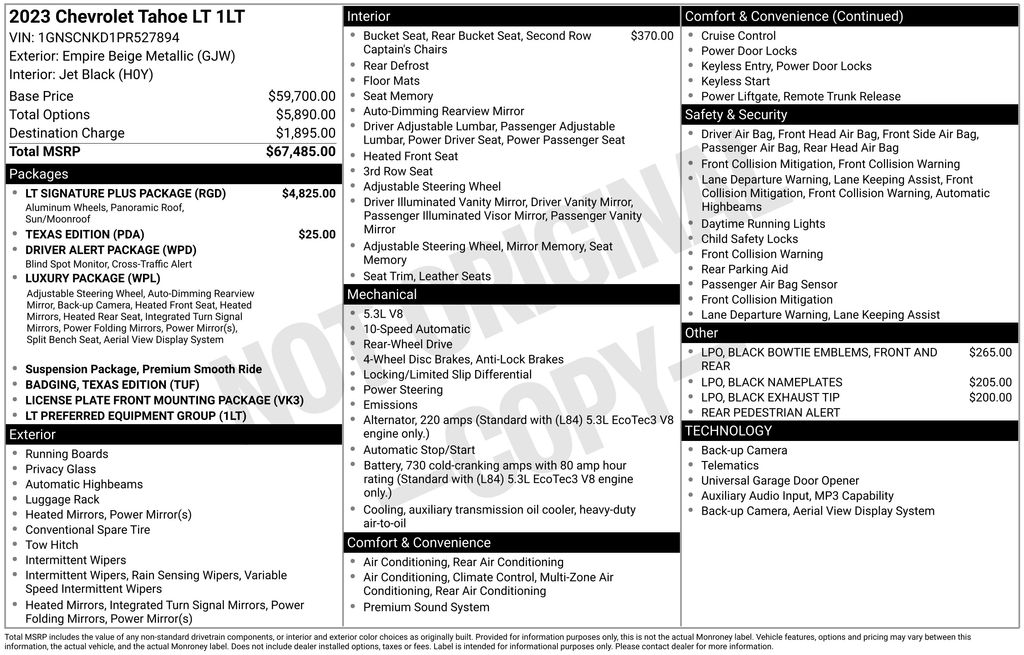 Used Car 2023 Chevrolet Tahoe  Lt For Sale Under $60,000 In Austin, Texas