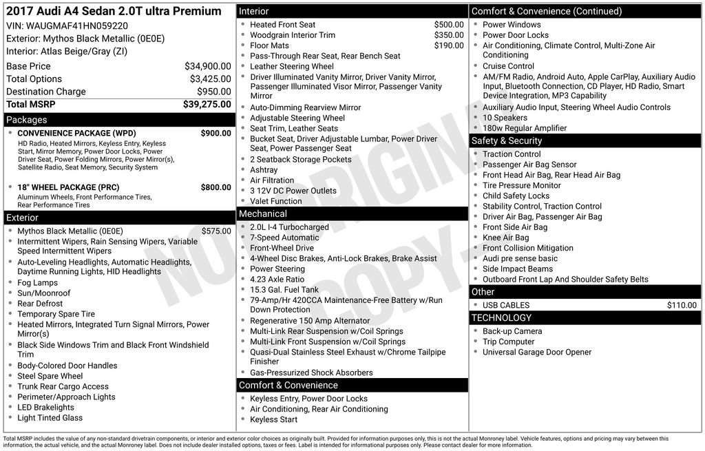 Used Car 2017 Audi A4  For Sale Under $15,000 In Austin, Texas
