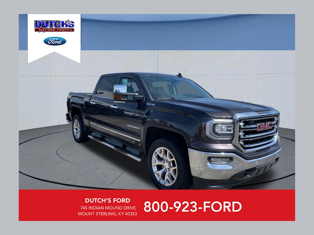 Gray (Iridium Metallic) 2016 GMC Sierra 1500 SLT Crew Cab 4WD Pickup Truck Four-Wheel Drive 8-Speed Automatic Overdrive
