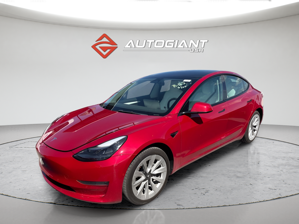 Red Multi-Coat 2022 Tesla Model 3 Sedan All-Wheel Drive 1-Speed Automatic