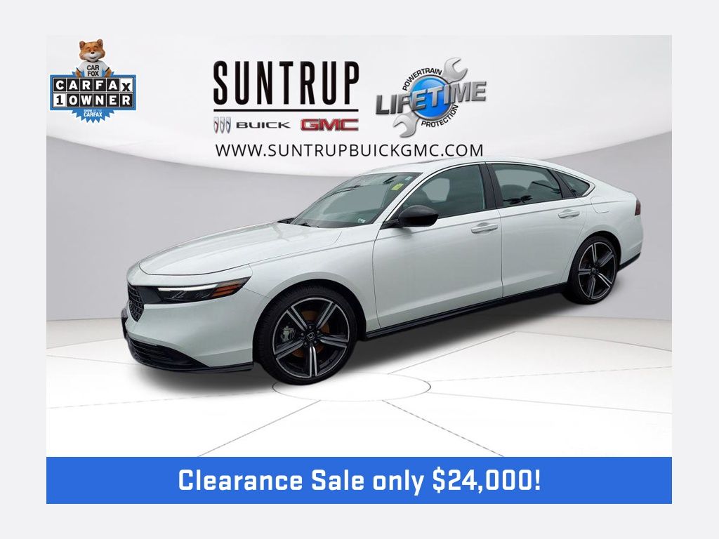 Platinum White Pearl 2024 Honda Accord Hybrid Sport FWD Sedan Front-Wheel Drive Continuously Variable Transmission