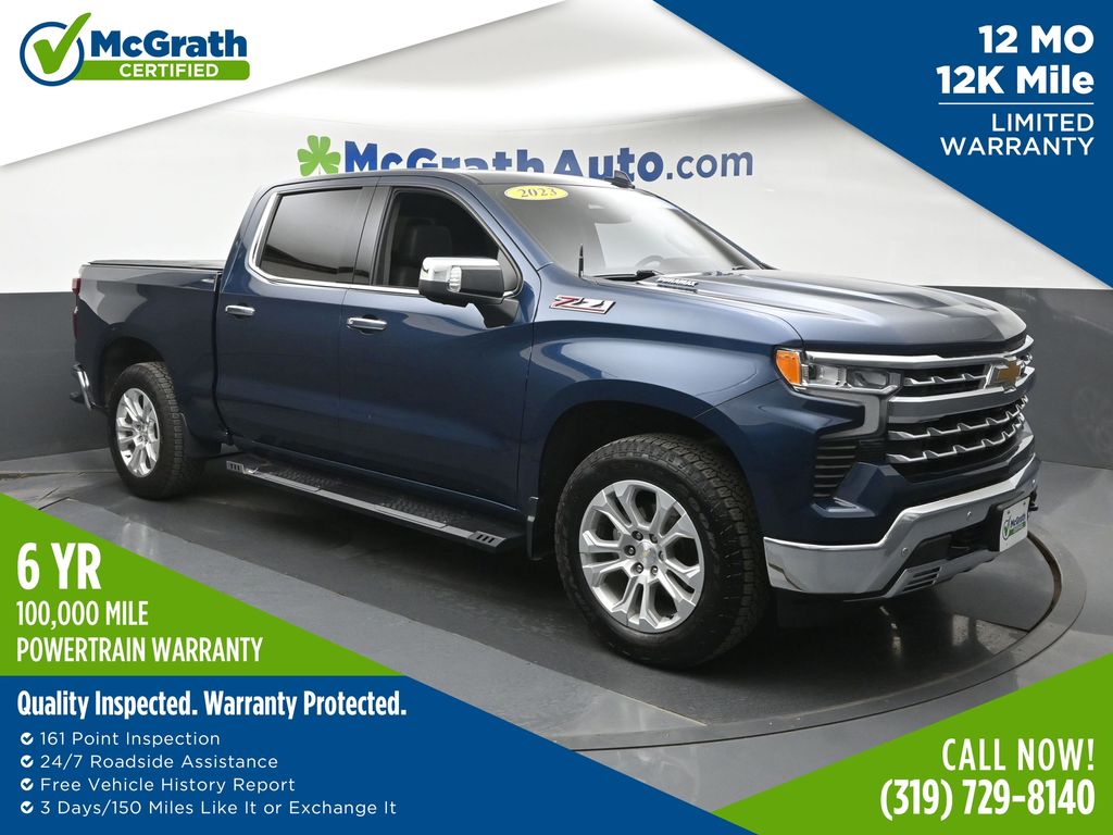 Northsky Blue Metallic 2023 Chevrolet Silverado 1500 LTZ Crew Cab 4WD Pickup Truck Four-Wheel Drive Automatic