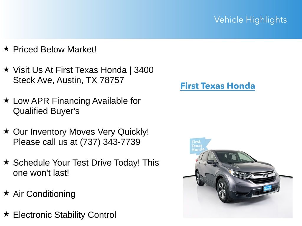 Used Car 2018 Honda Cr-v  Lx For Sale Under $20,000 In Austin, Texas