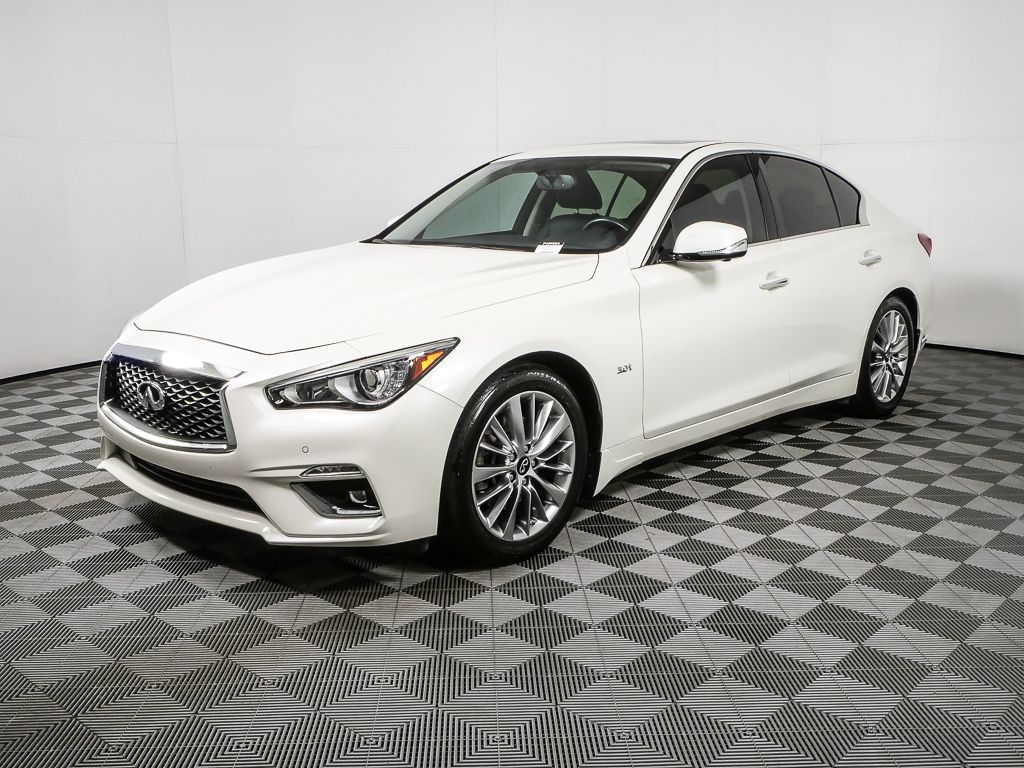Majestic White 2019 INFINITI Q50 3.0t Luxe RWD Sedan Rear-Wheel Drive 7-Speed Automatic Overdrive