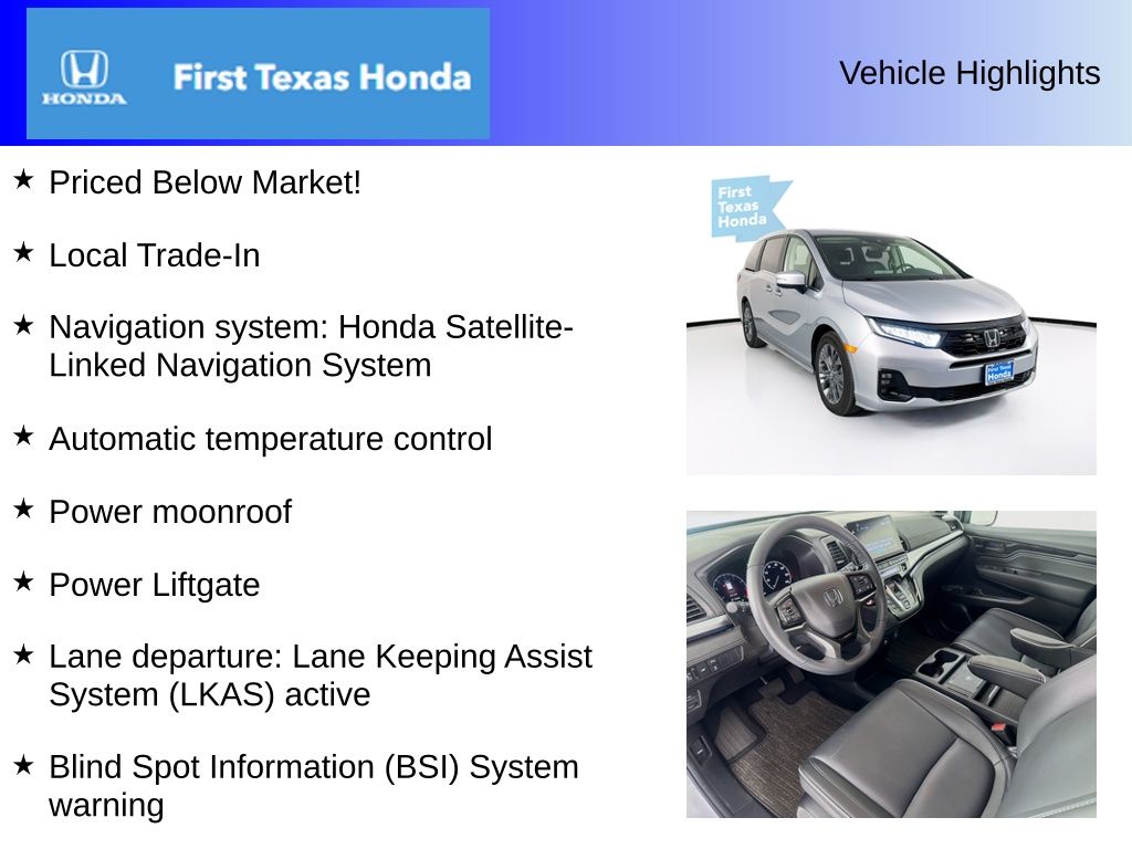 Used Car 2025 Honda Odyssey  Touring For Sale Under $50,000 In Austin, Texas