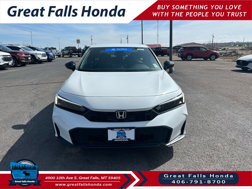 Platinum White Pearl 2025 Honda Civic Sport FWD Sedan Front-Wheel Drive Continuously Variable Transmission