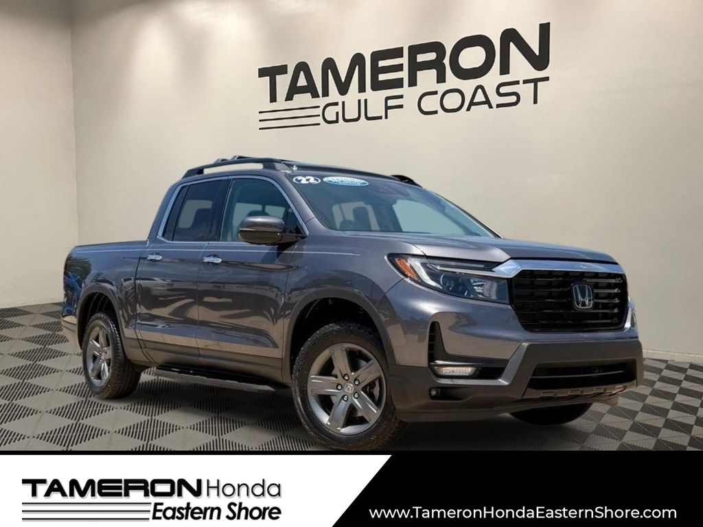 Gray (Modern Steel Metallic) 2022 Honda Ridgeline Pickup Truck All-Wheel Drive 9-Speed Automatic