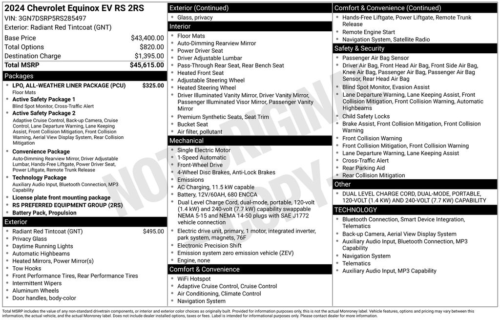 Radiant Red Tintcoat 2024 Chevrolet Equinox EV RS with 2RS FWD SUV / Crossover Front-Wheel Drive 1-Speed Automatic