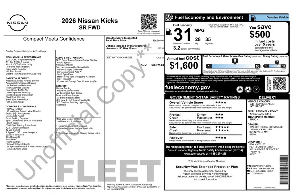 2026 Nissan Kicks SR Gray at Bravo Nissan