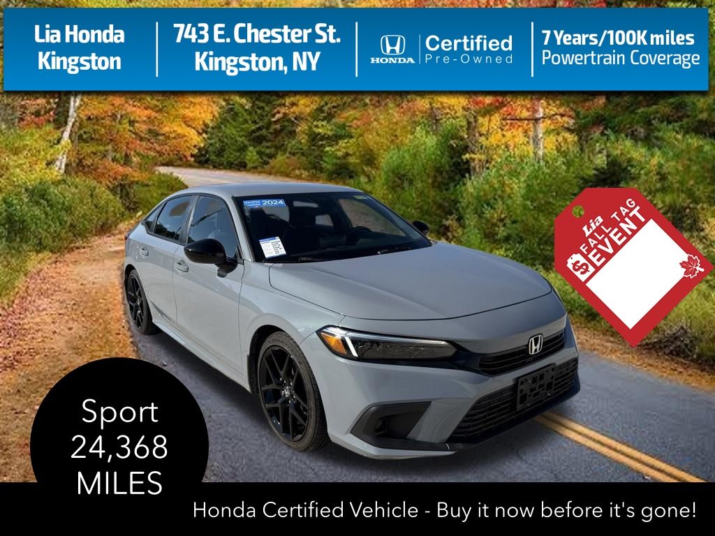 Sonic Gray Pearl 2024 Honda Civic Sedan Front-Wheel Drive Continuously Variable Transmission