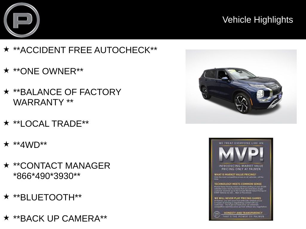 2024 Blue Mitsubishi Outlander SE AWD SUV