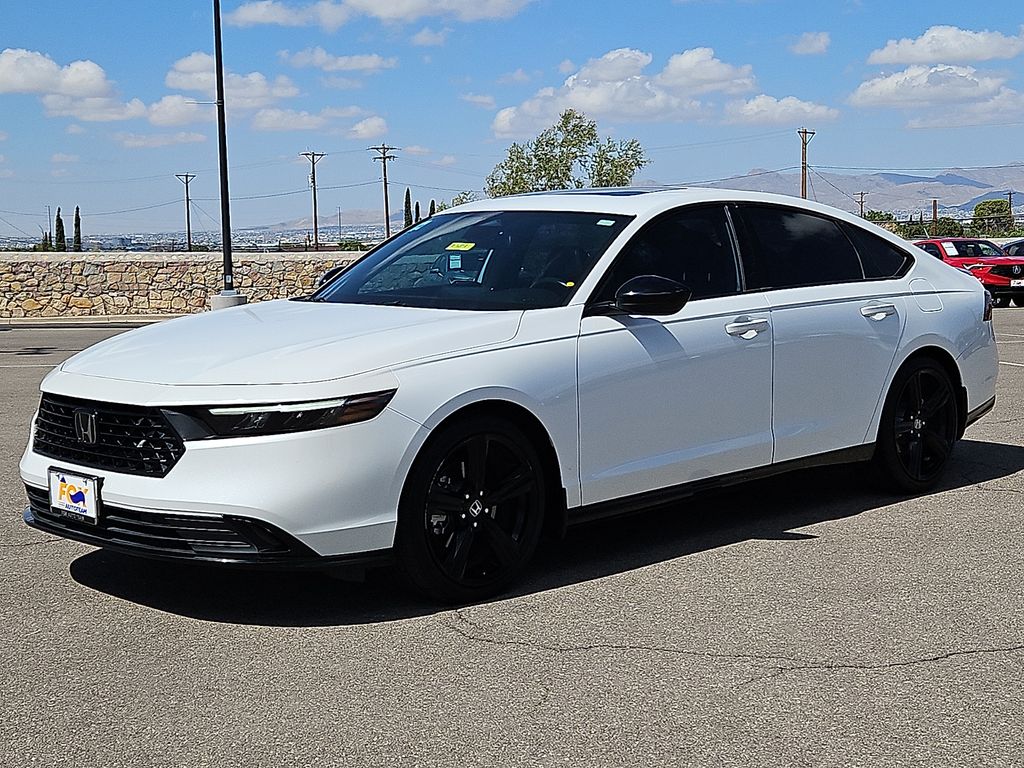 White 2023 Honda Accord Hybrid Sedan Front-Wheel Drive Continuously Variable Transmission