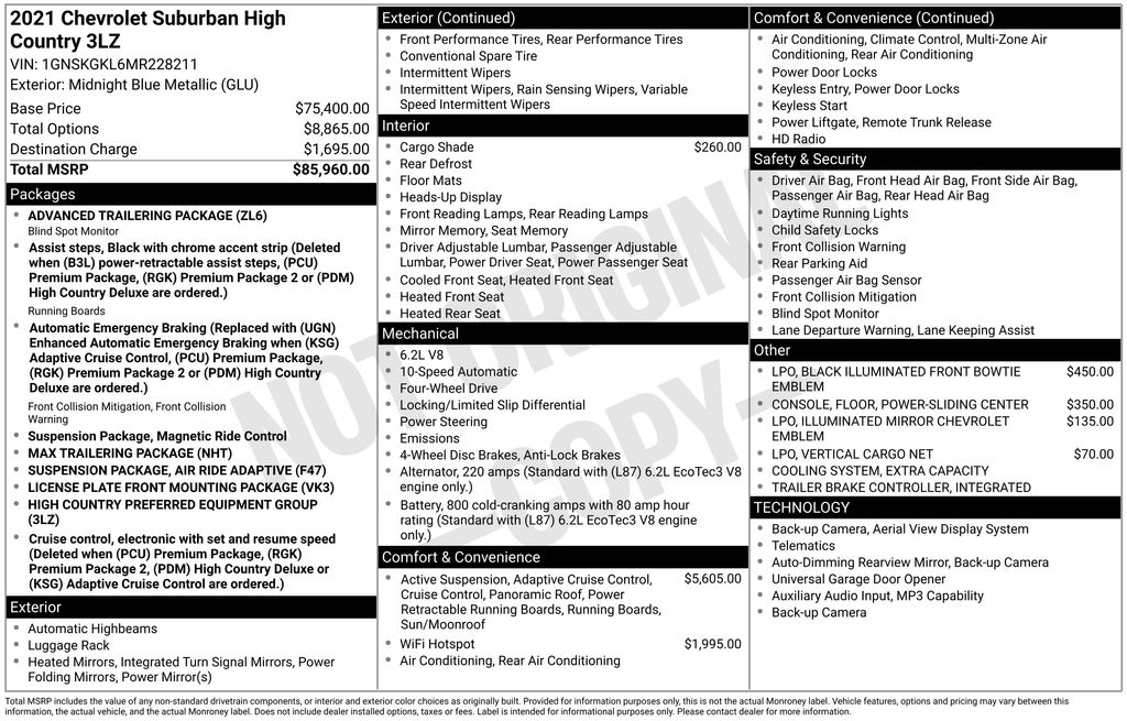 2021 Chevrolet Suburban 4WD High Country