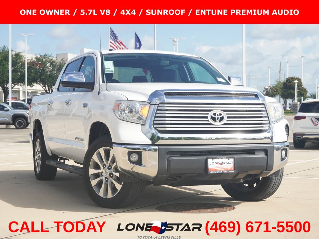 Super White 2015 Toyota Tundra Limited CrewMax 5.7L FFV 4WD Pickup Truck Four-Wheel Drive 6-Speed Automatic Overdrive