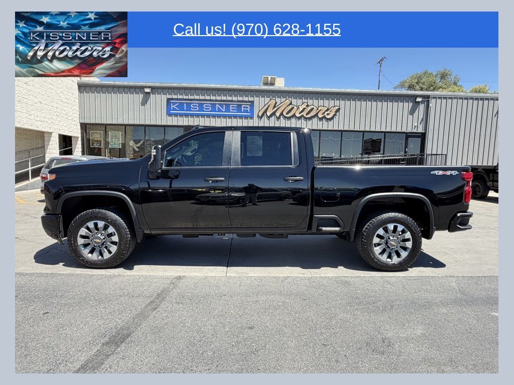 Black 2024 Chevrolet Silverado 2500HD Custom Crew Cab 4WD Pickup Truck Four-Wheel Drive Automatic