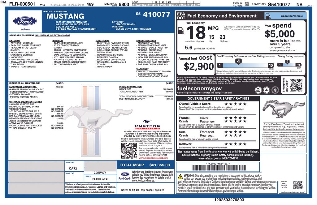 2025 Ford Mustang GT Premium Fastback