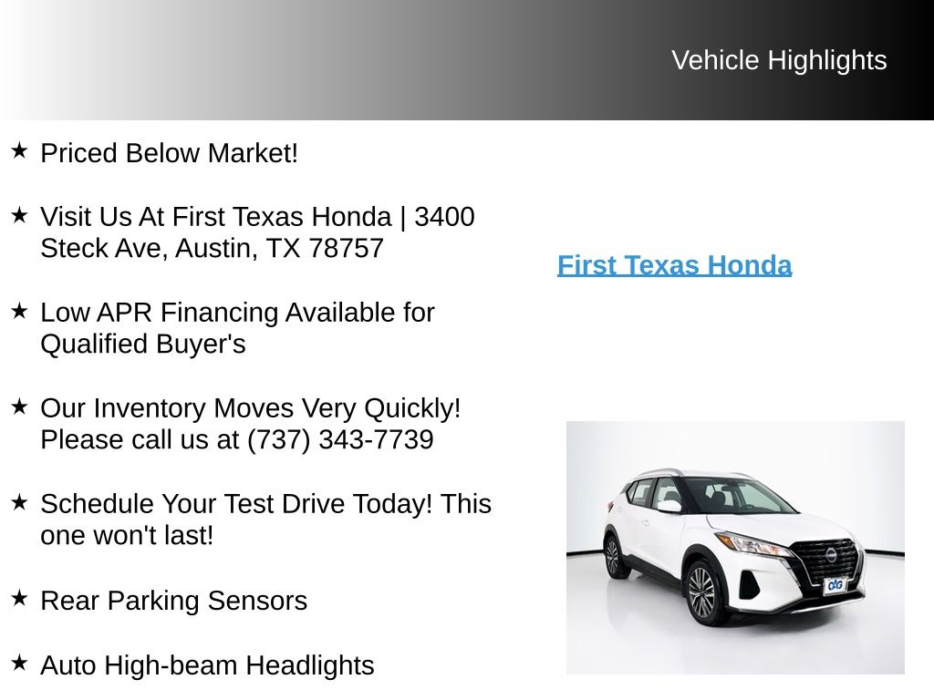 Used Car 2023 Nissan Kicks  Sv For Sale Under $20,000 In Austin, Texas