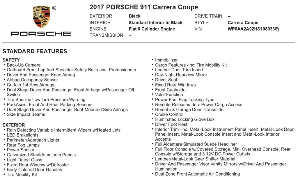 2017 Porsche 911 Carrera photo