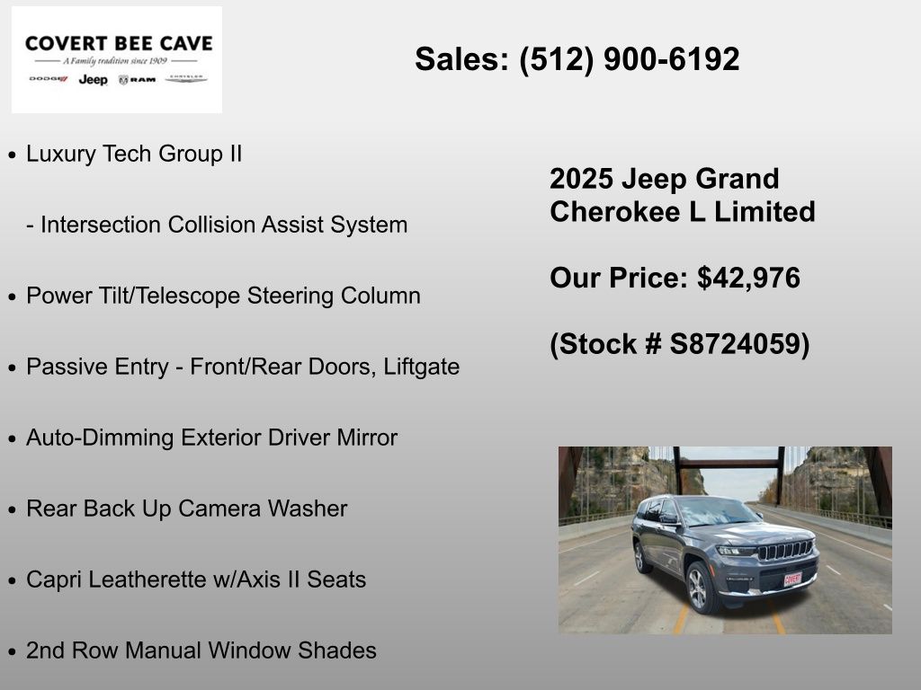New Car 2025 Jeep Grand Cherokee L  Limited For Sale Under $50,000 In Austin, Texas