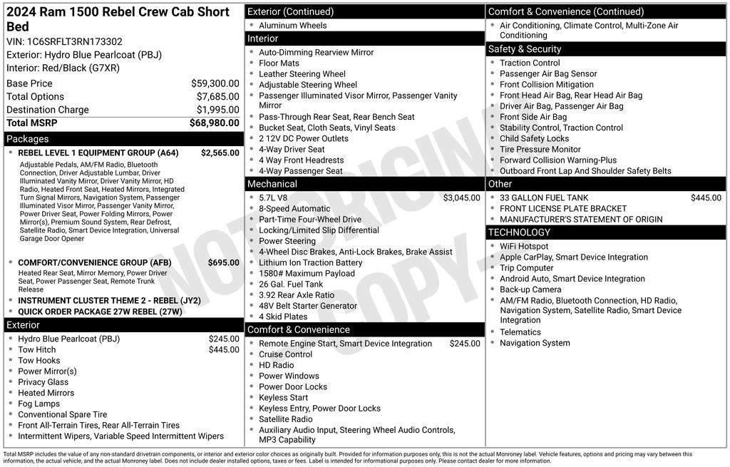 2024 Ram 1500 Rebel Crew Cab 4x4 5'7" Box