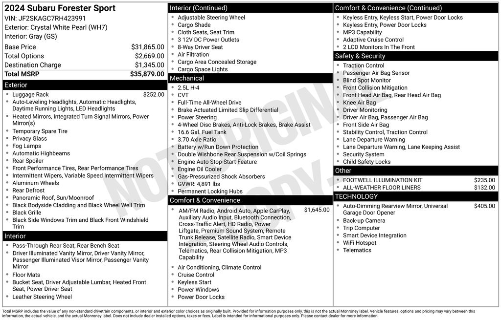 Certified Used 2024 White Subaru Sport image 26