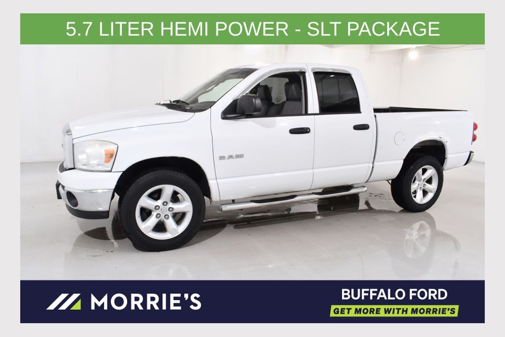 Bright White 2008 Dodge RAM 1500 Pickup Truck Four-Wheel Drive 5-Speed Automatic