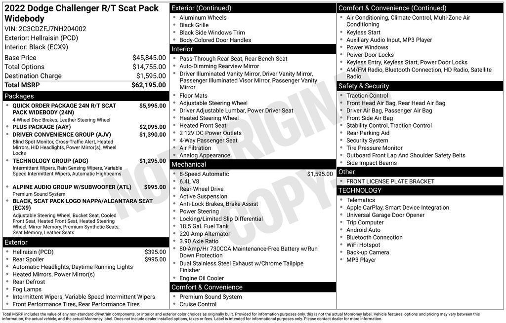 Used 2022 Dodge Challenger R/T Scat Pack Widebody 2D Coupe