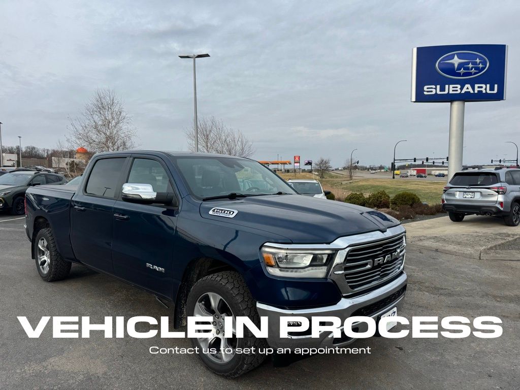 Patriot Blue Pearlcoat 2023 RAM 1500 Laramie Crew Cab 4WD Pickup Truck Four-Wheel Drive 8-Speed Automatic