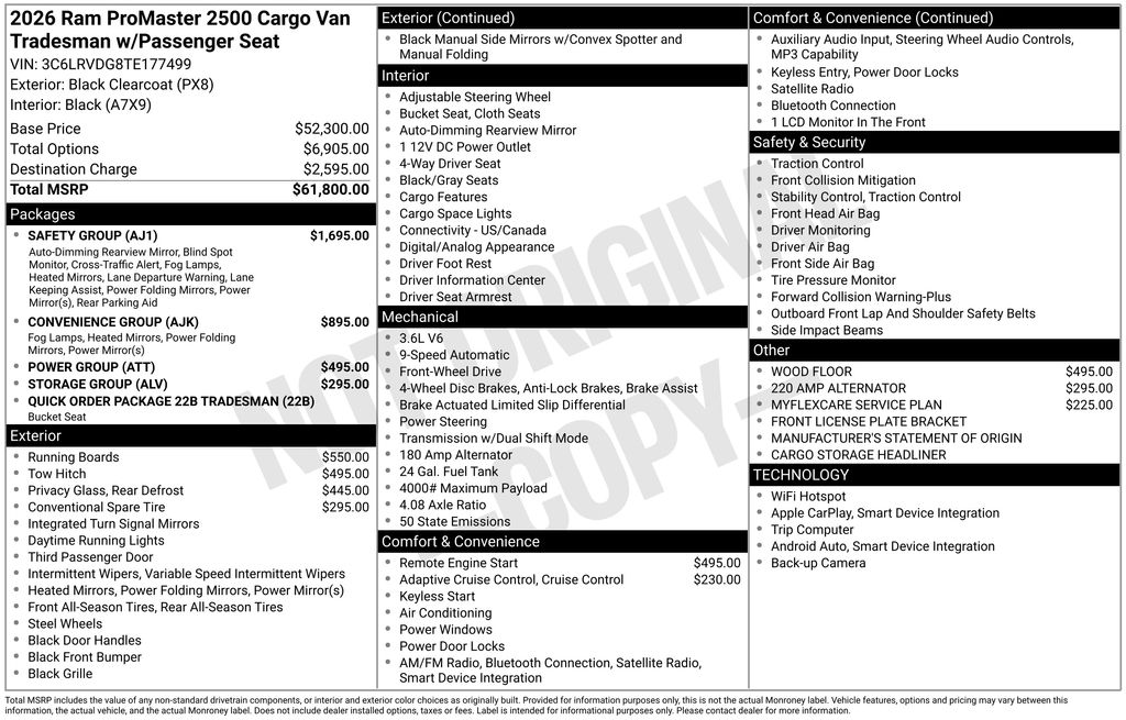 New 2026 Ram ProMaster 2500 Van