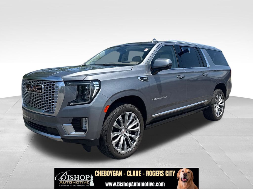 Gray (Satin Steel Metallic) 2021 GMC Yukon XL Denali 4WD SUV / Crossover Four-Wheel Drive