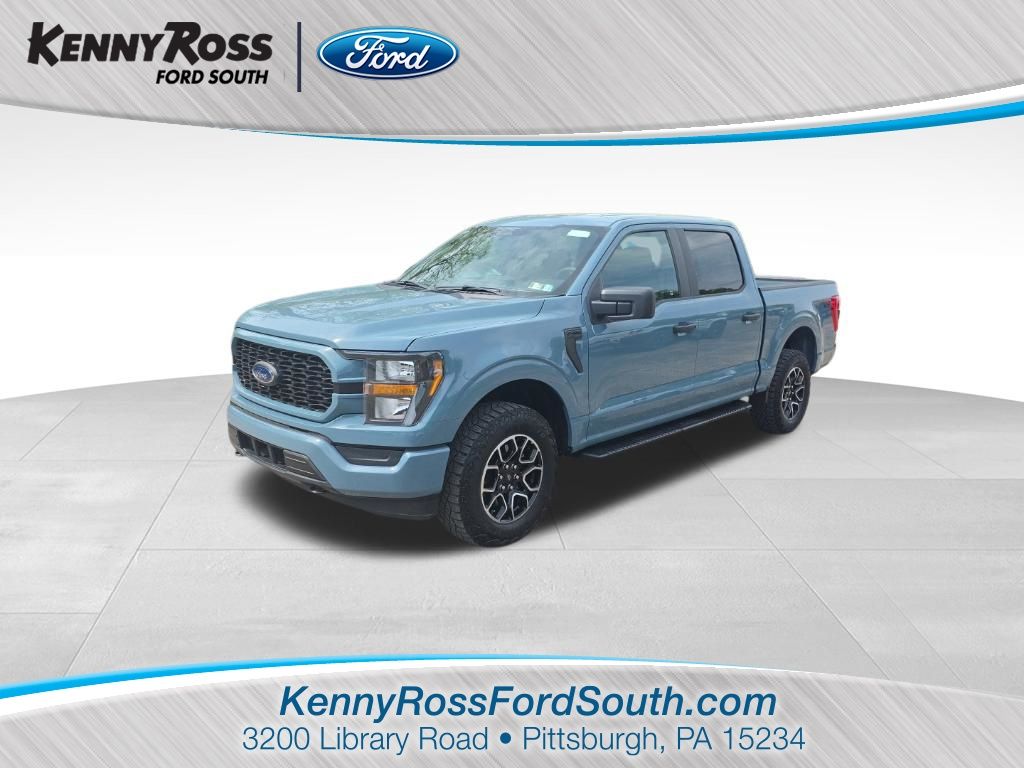 Blue 2023 Ford F-150 XL SuperCrew 4WD Pickup Truck Four-Wheel Drive Automatic