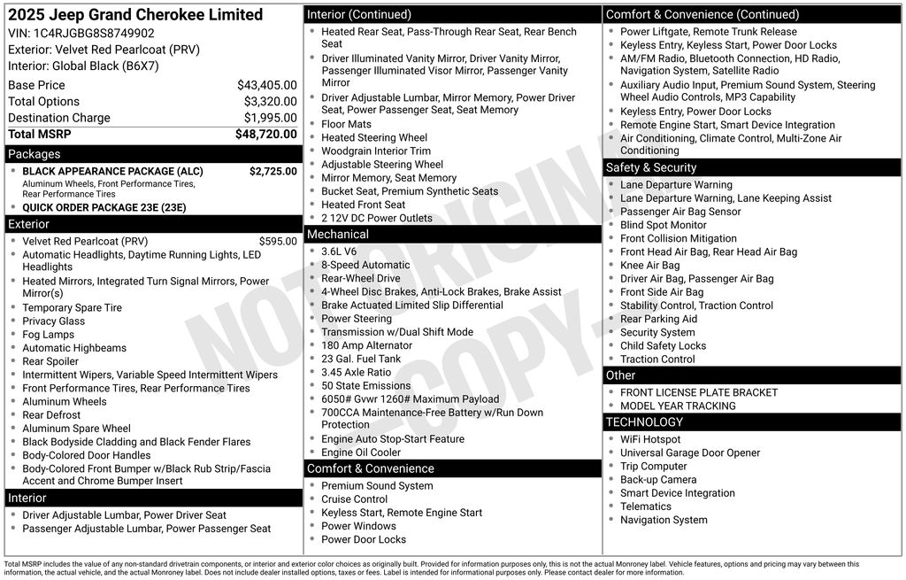 New Car 2025 Jeep Grand Cherokee  Limited For Sale Under $40,000 In Austin, Texas