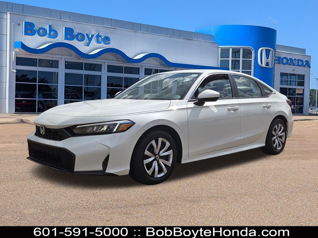 Platinum White Pearl 2025 Honda Civic Sedan Front-Wheel Drive Continuously Variable Transmission