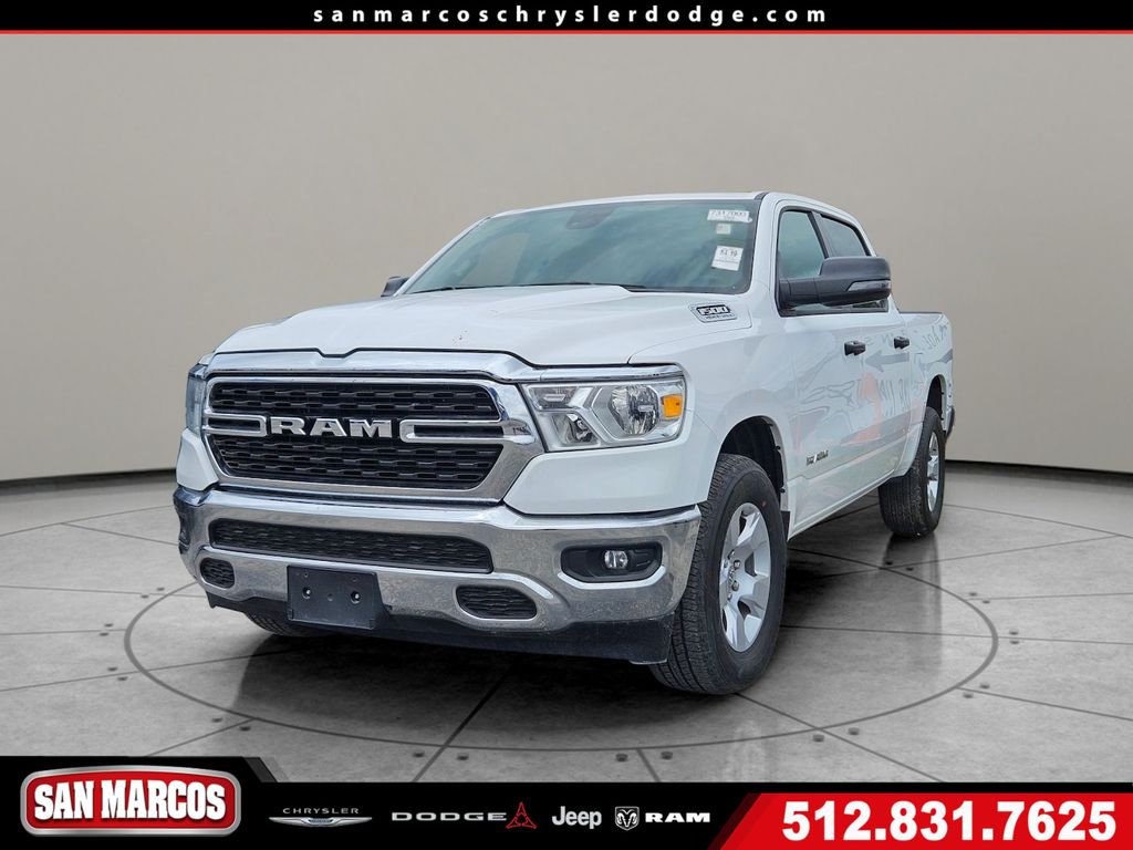 Bright White Clearcoat 2023 RAM 1500 Big Horn Crew Cab 4WD Pickup Truck Four-Wheel Drive 8-Speed Automatic