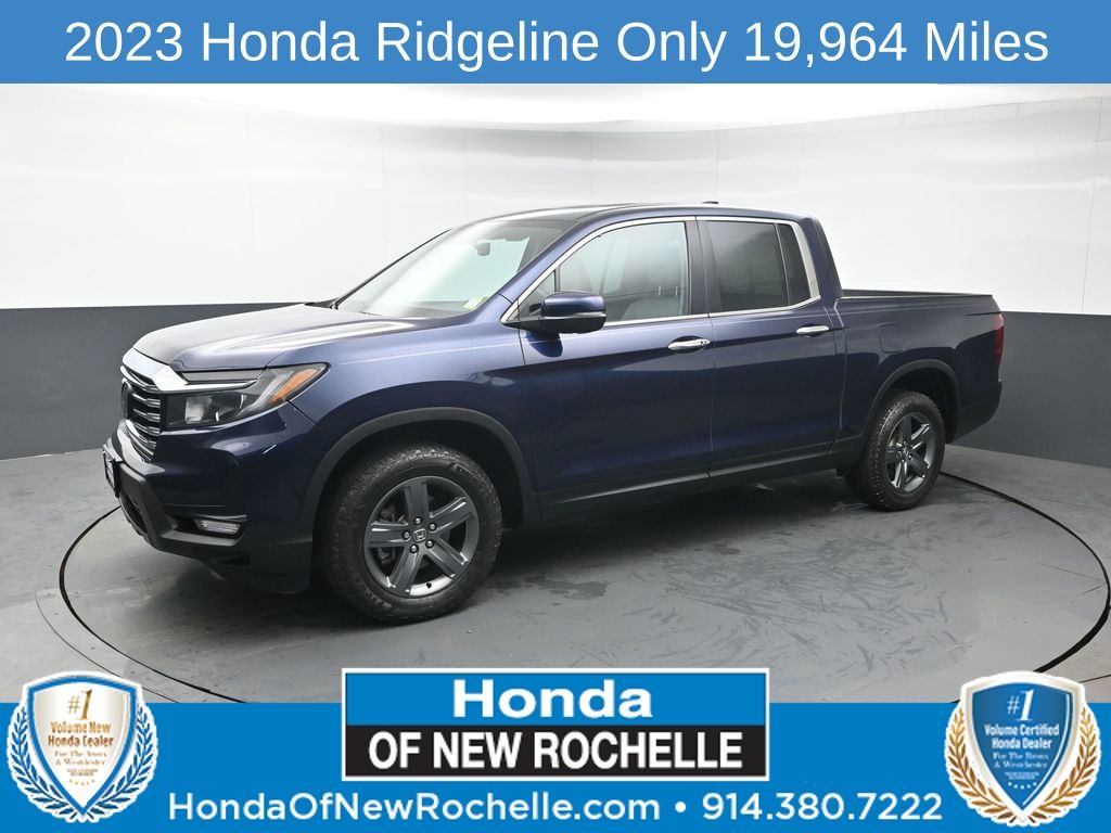 Black (Obsidian Blue Pearl) 2023 Honda Ridgeline Pickup Truck All-Wheel Drive 9-Speed Automatic