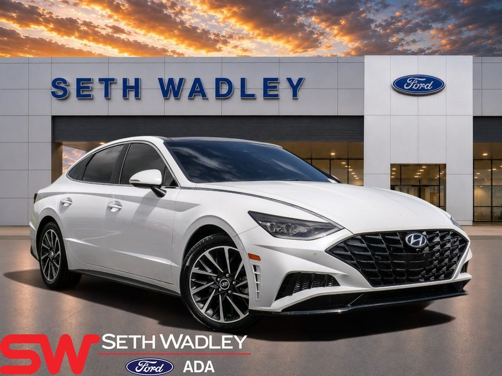 Serenity White 2023 Hyundai Sonata Sedan Front-Wheel Drive 8-Speed Automatic
