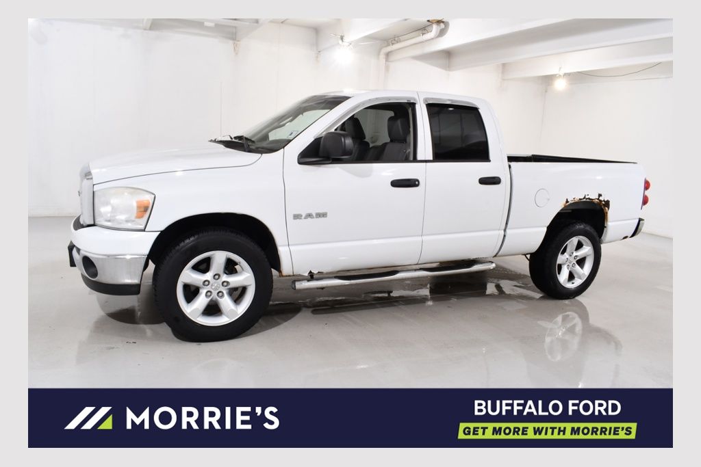 Bright White 2008 Dodge RAM 1500 Pickup Truck Four-Wheel Drive 5-Speed Automatic