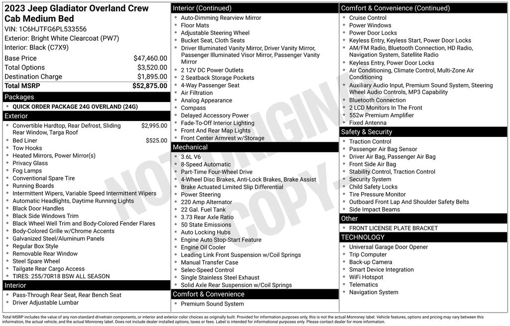 used 2023 Jeep Gladiator car, priced at $29,000