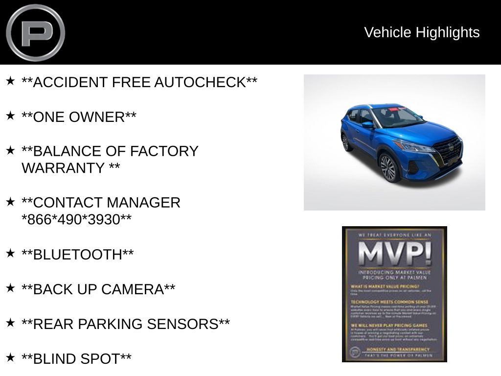 2022 Electric Blue Metallic Nissan Kicks SV FWD SUV