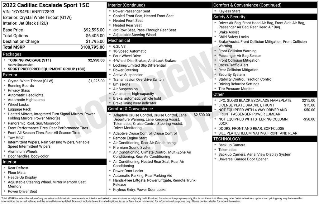 Used Car 2022 Cadillac Escalade  Sport For Sale Under $60,000 In Austin, Texas