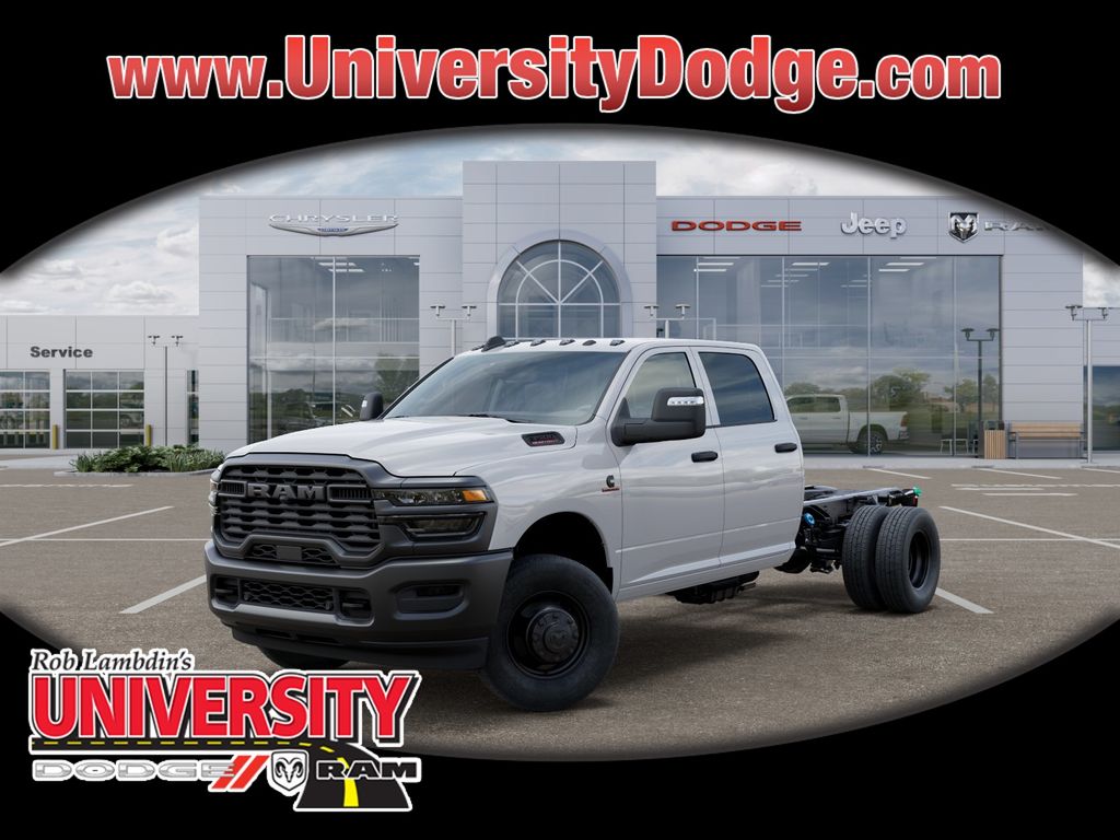 Bright White Clearcoat 2026 RAM 3500 Chassis Tradesman Crew Cab LB DRW 4WD Pickup Truck Four-Wheel Drive 8-Speed Automatic