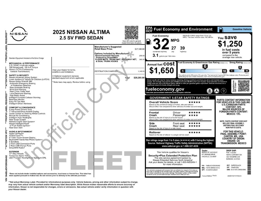 Used Car 2025 Nissan Altima  2.5 Sv For Sale Under $25,000 In Austin, Texas